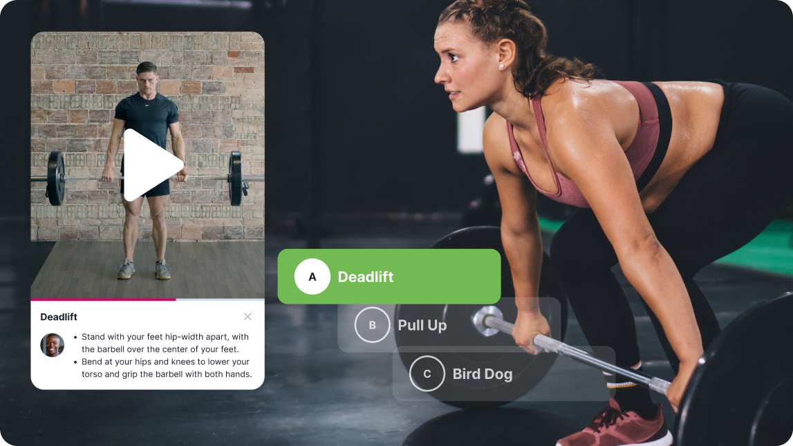 Female Athlete Performs A Deadlift In A Dimly Lit Gym. Overlaid On The Image Are Graphics Of The Strength Feature In The Trainingpeaks Application.