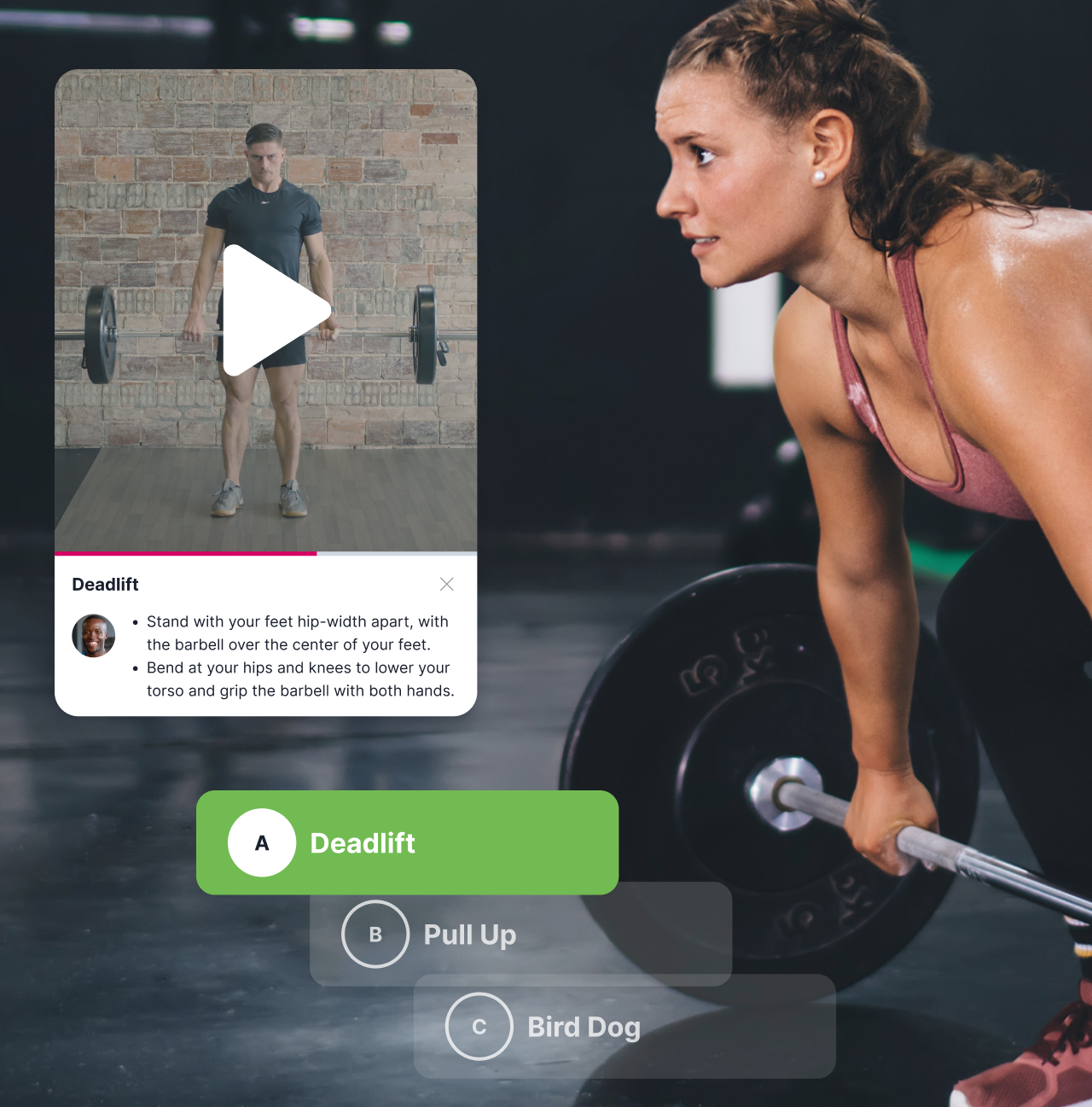 A Woman Does A Deadlift In A Gym. Images Of The Trainingpeaks Strength Feature Are Overlaid On The Image.